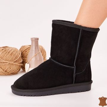 Ghete Damă Negre Tip UGG Piele Naturala Aella