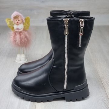 Ghete Fata Negre Cu Fermoar Carry
