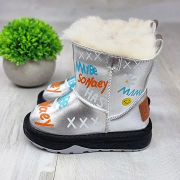 Ghete Tip UGG Copii Argintii Maloma