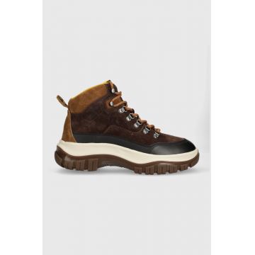 Gant pantofi de piele intoarsa Hillark barbati, culoarea maro, 27643343.G462