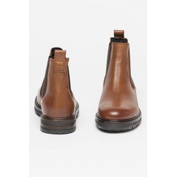 Ghete Chelsea din piele cu segmente din material textil