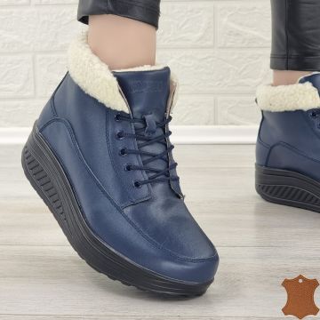 Ghete Dama Bleumarin Piele Naturala Olavi