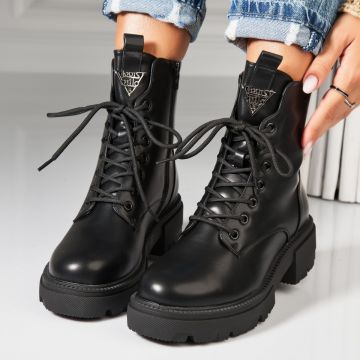 Ghete Dama Imblanite Negre din Piele Ecologica Stormy