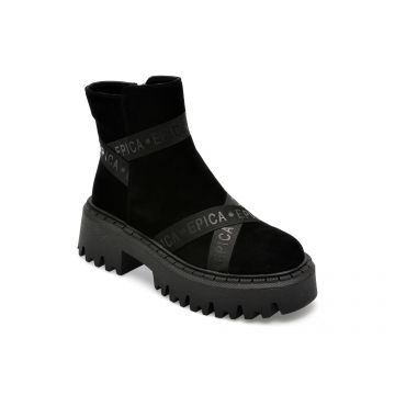 Ghete EPICA negre, W334, din piele intoarsa