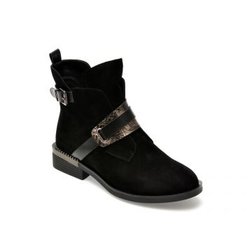 Ghete FLAVIA PASSINI negre, W223, din piele intoarsa