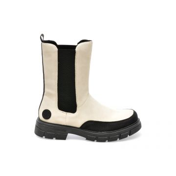 Ghete RIEKER alb-negru, Z9170, din piele ecologica