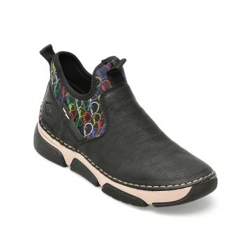 Ghete RIEKER negre, 45957, din piele ecologica
