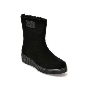 Ghete RIEKER negre, 93370, din piele intoarsa