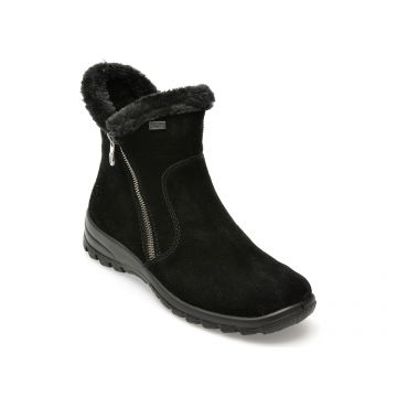 Ghete RIEKER negre, L7162, din piele intoarsa