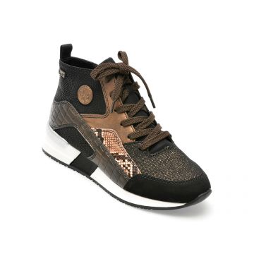 Ghete RIEKER negre, N7610, din piele ecologica