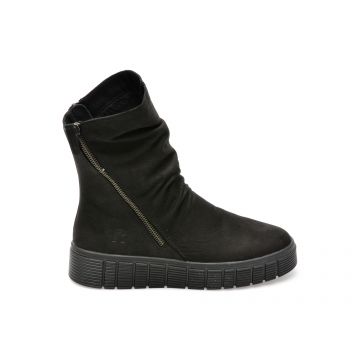 Ghete RIEKER negre, W1063, din piele intoarsa