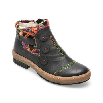 Ghete RIEKER negre, Z6759, din piele ecologica