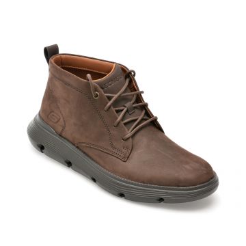 Ghete SKECHERS maro, GARZA, din piele naturala
