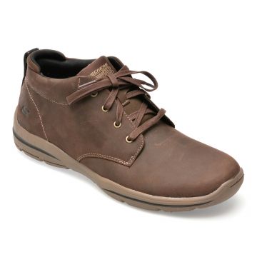 Ghete SKECHERS maro, HARPER, din piele naturala