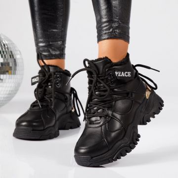 Ghete Sport Dama Mona Negre/Aurii #17261 Ghete Sport Dama Mona Negre/Aurii #17261