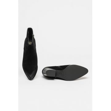 Botine de piele intoarsa cu toc masiv Houston
