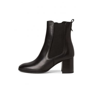 Botine din piele cu segment din material textil