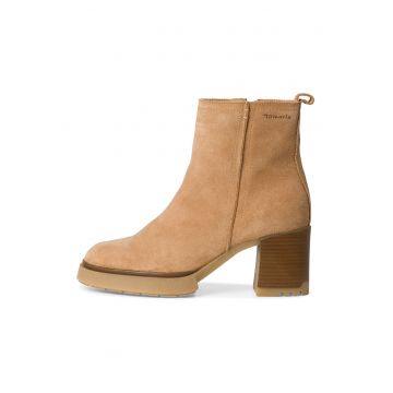 Botine din piele intoarsa cu toc masiv