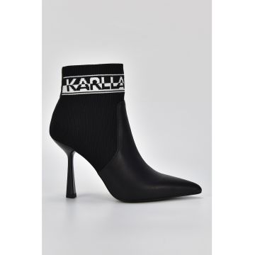 Botine slip-on de piele cu logo