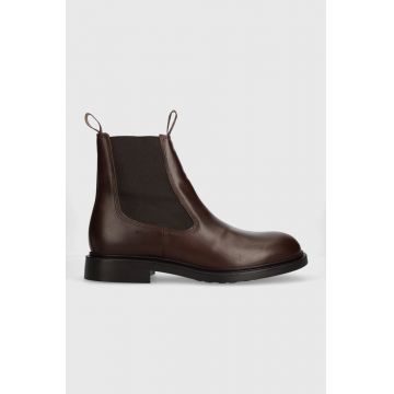Gant ghete chelsea de piele Millbro barbati, culoarea maro, 27631416.G46