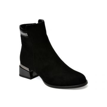 Ghete EPICA negre, 7R888, din piele intoarsa