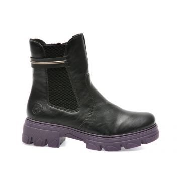 Ghete RIEKER negre, 74690, din piele ecologica