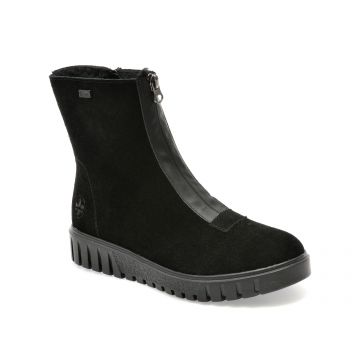 Ghete RIEKER negre, Y3459, din piele intoarsa