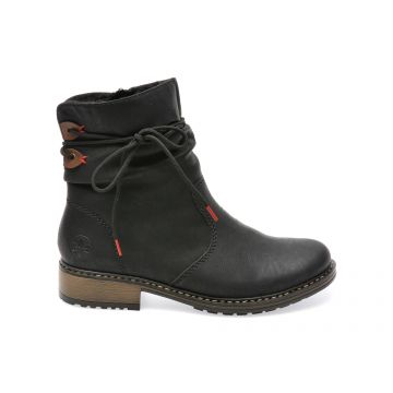 Ghete RIEKER negre, Z68M1, din piele ecologica