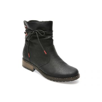 Ghete RIEKER negre, Z68M1, din piele ecologica