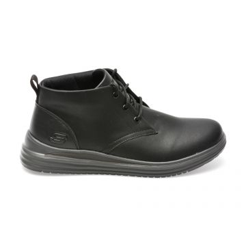 Ghete SKECHERS negre, PROVEN, din piele naturala