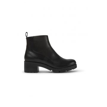 Botine de piele cu toc masiv Wanda 791 - Negru