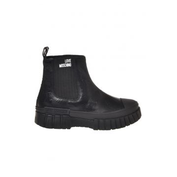 Ghete Chelsea de piele cu model logo