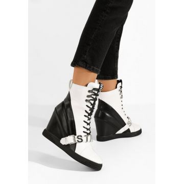 Sneakers cu platforma Candy albi