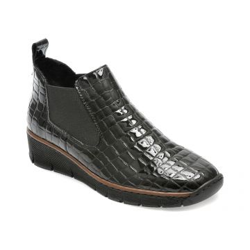 Ghete RIEKER negre, 53794, din piele croco