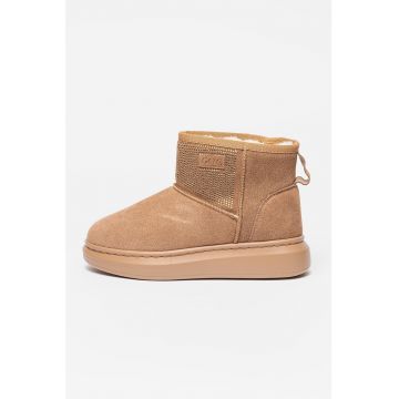Ghete slip-on de piele intoarsa cu strasuri Ghete slip-on de piele intoarsa cu strasuri