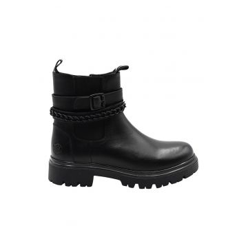 Ghete Chelsea de piele cu barete decorative