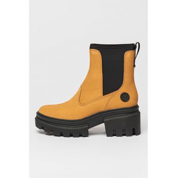 Ghete Chelsea de piele nabuc cu segmente textile Everleigh