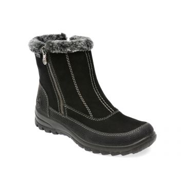 Ghete RIEKER negre, L7173, din piele intoarsa