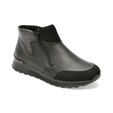 Ghete RIEKER negre, N1452, din piele naturala