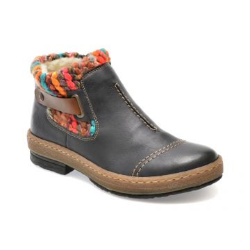 Ghete RIEKER negre, Z6784, din piele ecologica