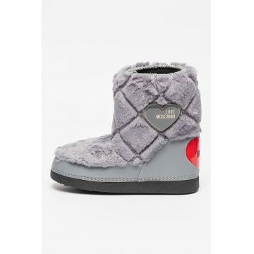 Ghete slip-on cu garnituri de blana sintetica