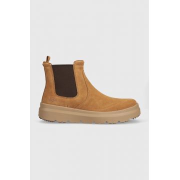 UGG botine din piele intoarsa Burleigh Chelsea barbati, culoarea maro, 1152050