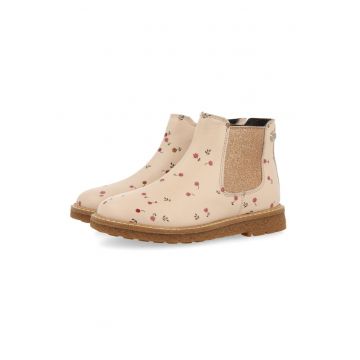 Ghete Chelsea de piele cu moel floral Elvenes