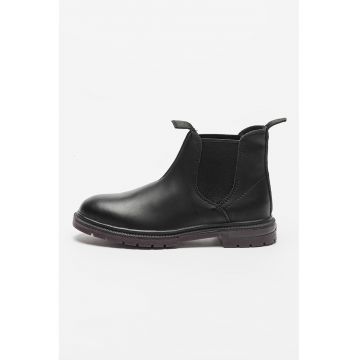 Ghete Chelsea de piele cu segmente din material textil Spike