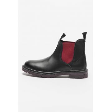 Ghete Chelsea de piele cu segmente din material textil Spike
