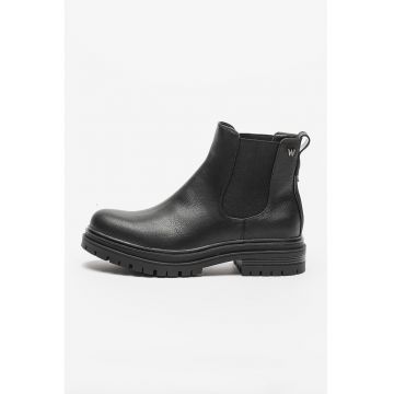 Ghete Chelsea de piele ecoogica cu segmente din material textil Courtney