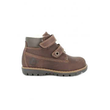 Ghete din piele nabuc cu inchidere velcro