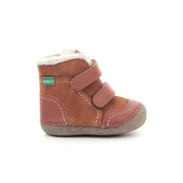 Ghete din piele si piele intoarsa cu inchidere velcro