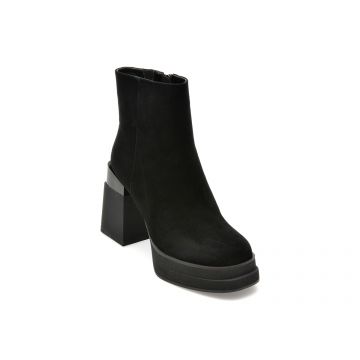Ghete EPICA negre, F630027, din piele intoarsa