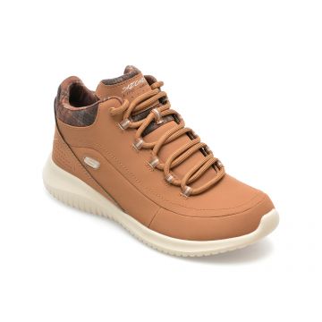Ghete SKECHERS maro, ULTRA FLEX, din piele ecologica